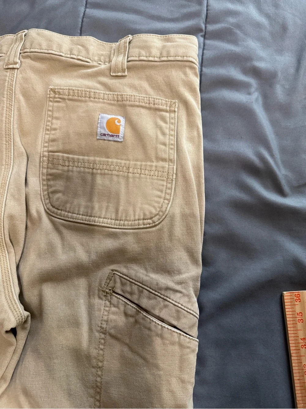 Carhartt Relaxed Fit Canvas Utility Work Pants - Tan Khaki - Men's Size 36x34